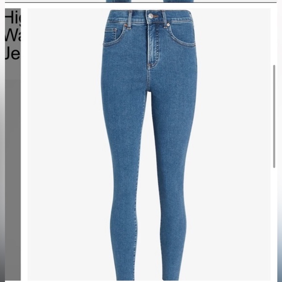 Express High Waisted Supersoft Medium Wash & light wash Cropped Skinny Jean Sz 0 - Picture 5 of 12